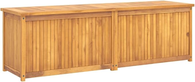 Teak Wood Outdoor Storage Box with Weather Resistant Design 68.9 x 19.7 x 21.7 Inches for Patio Garden and Deck