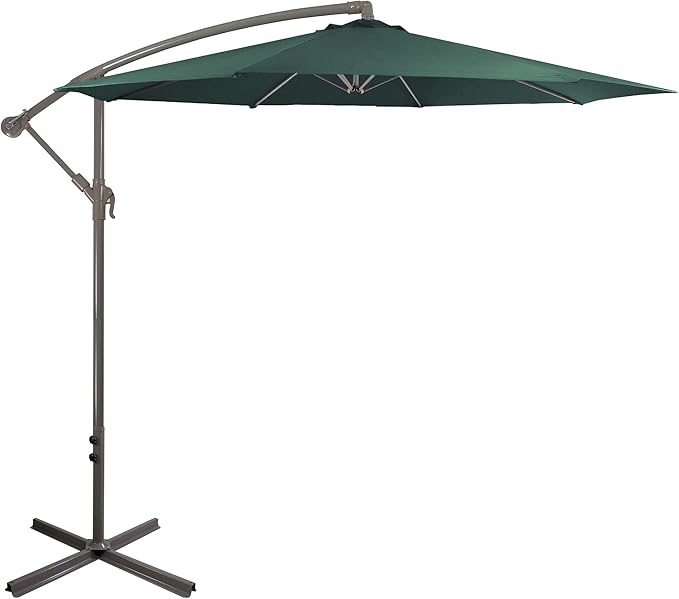 Northlight 10ft Offset Outdoor Patio Umbrella with Hand Crank, Hunter Green
