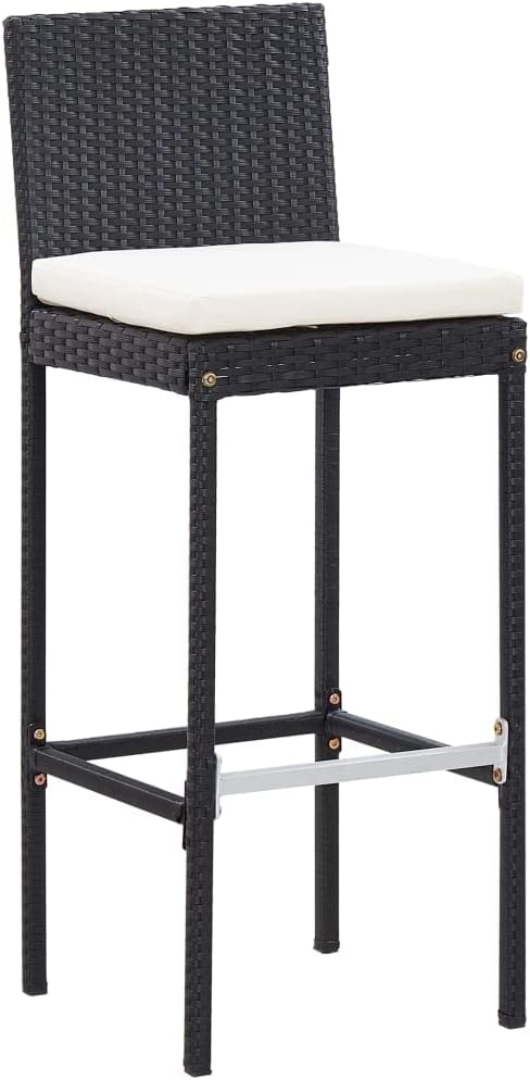 Patio Bar Set with Cushions,Patio Lounge Set,Outdoor Furniture,Outdoor Furniture Sets,Patio Conversation Sets,for Garden,Deck,Backyard,5 Piece Poly Rattan Black