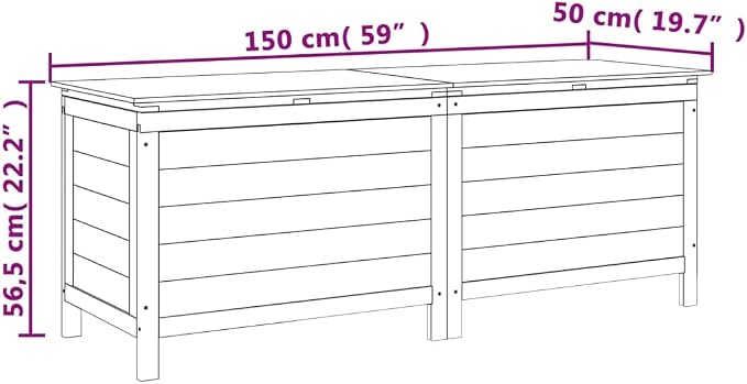 Outdoor Storage Container, Patio Storage Box, Wooden Portable Deck Box & Outdoor Container, White 59.1"x19.7"x22.2" Solid Wood Fir,-271