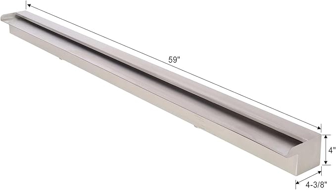59" Pool Fountain Spillway, Stainless Steel Waterfall Fountain for Swimming Pools, Garden Ponds, Outdoor Decorative Sheer Descent Water Feature,59inch