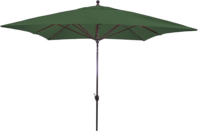 Galtech Stand Alone Umbrella for Patio Deluxe Auto Tilt Market Square Design 120IN Width Coverage Fade Resistant Fabric Outdoor Shade Solution (10-FT SQR-Ant.Bronze Frame Sunbrella: Forest Green)
