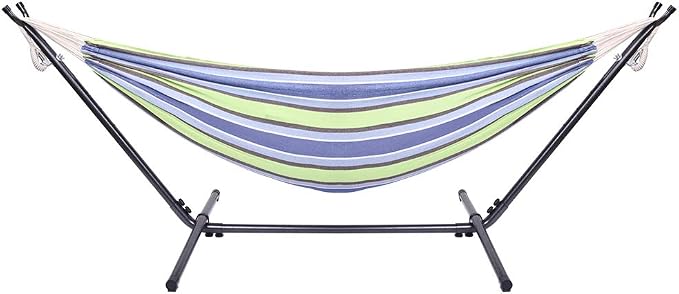 Hammock with Stand, Hammock Stand 600 lbs Capacity Portable Outdoor Hammock stand - Inhouse, Outdoor, Camping, Hammock Stand Set fits apartment patio,Cotton Hammock with Stand for Outside