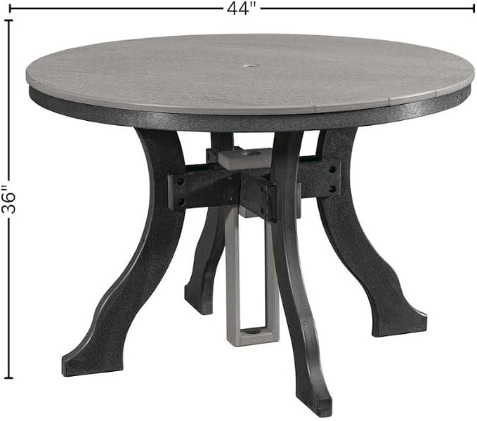 Gray 5-Piece Round Dining Set, Heavy-Duty HDPE, Umbrella Hole, All-Weather Patio Furniture, Great for Harborside