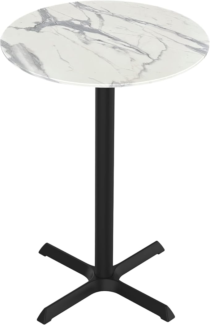 HBS 42" Tall OD211 Indoor/Outdoor All-Season Table with 32" Diameter White Marble Top