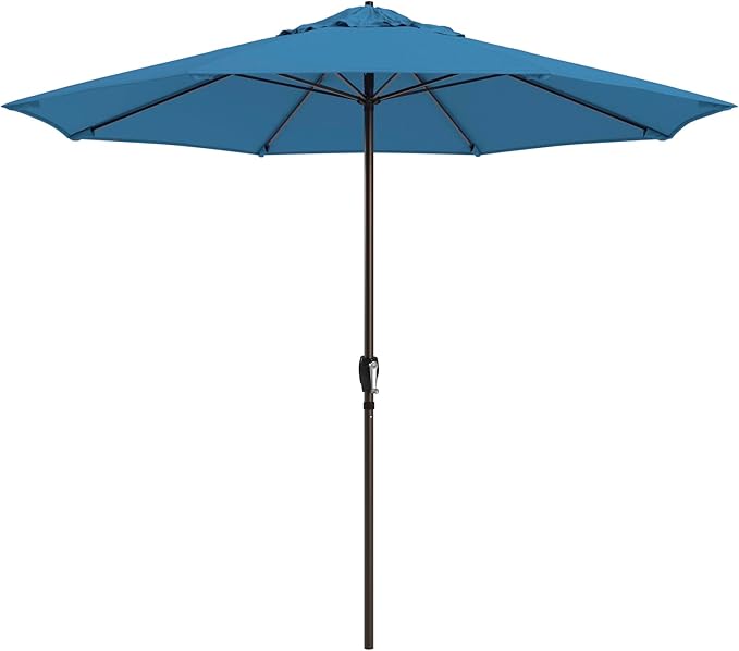 California Umbrella 10-Year Protection 9 Ft Outdoor Patio Umbrella, Pacifica Fade-Resistant Fabric, Auto-Tilt, Heavy Duty Aluminum Frame, 8 Reinforced Ribs for Pool or Deck, Bronze Pole, Capri