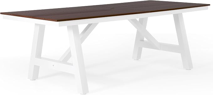 WestinTrends Cape May 9-Piece HDPE Outdoor Furniture Patio Dining Table with Umbrella Hole and Chairs Set for 8, Dark Brown
