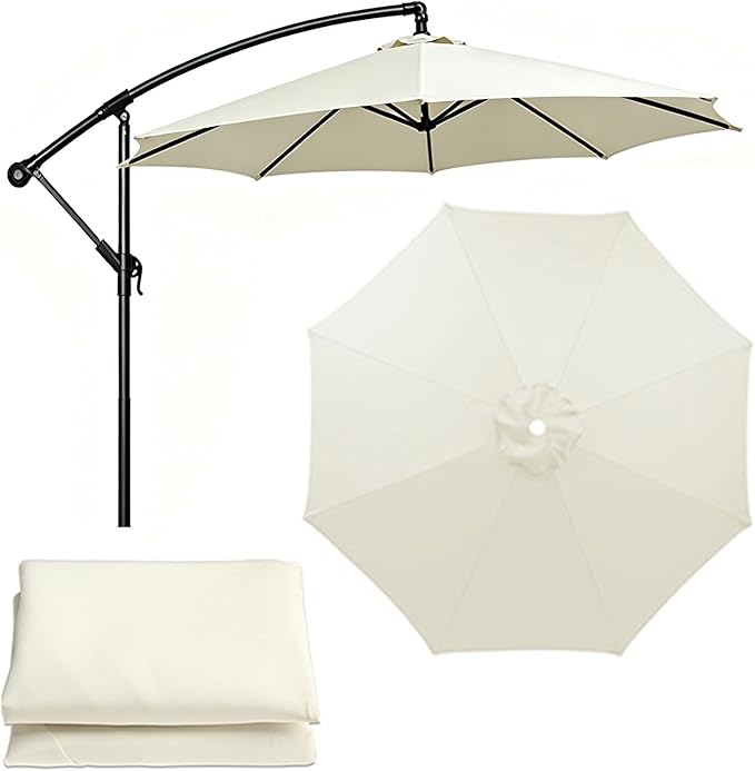 Outdoor Patio Umbrella Replacement Canopy 7.5ft/9ft/10ft/11ft 6/8 Ribs, Cantilever Offset Patio Umbrella Fabric Cover Resistant Waterproof Shade for Table Pool