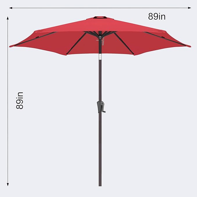 Jarka&Co 7.5ft Patio Umbrella Outdoor - Table Outdoor Umbrella with Push Button Tilt Waterprool UV Protection, Sun Umbrella for Pool, Porch, Garden, Deck, Backyard (Red)