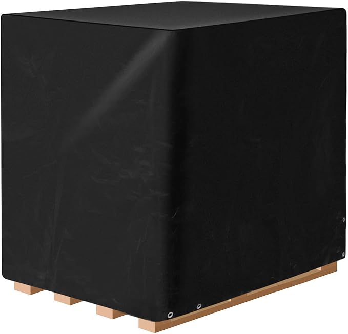QWORK Pallet Cover, 2 Pack Heavy Duty Outdoor PE Waterproof Pallet Cover, 12 Mil Thick, 4 Ft. x 5 Ft. x 4 Ft, Perforated Roll, Protects Pallets, AC Units, Generators, Patio Furniture, Black