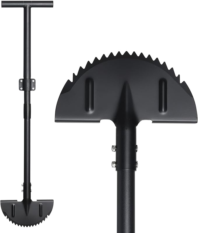 Half Moon Edger Lawn Tool, Saw Tooth Garden Edgers for Landscaping, Manual Edging Border Tools Heavy Duty with Sharp Balde, T-Grip, Wide Footplate, 38"-49" Adjustable Long Handle, Flower Bed Sidewalk