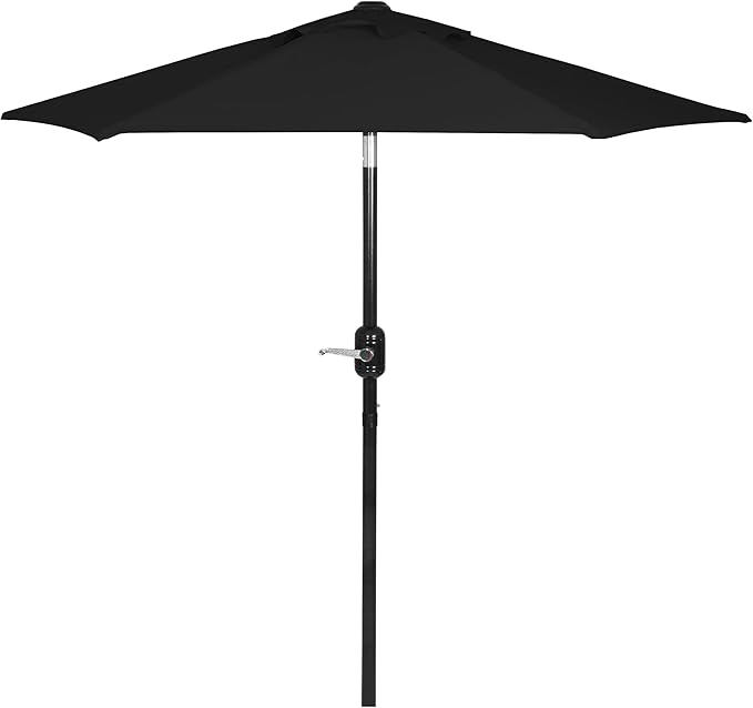 6 Ft Outdoor Patio Umbrella, Easy Open/Close Crank and Push Button Tilt Adjustment - Black Market Umbrellas