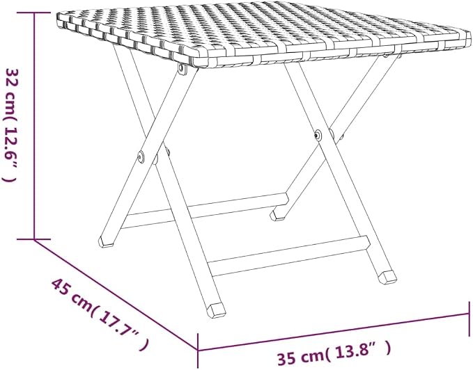 vidaXL Folding Table, Outdoor Garden Furniture Foldable Table, Patio Picnic Table for Porch Deck Lawn Garden Backyard, Gray Poly Rattan