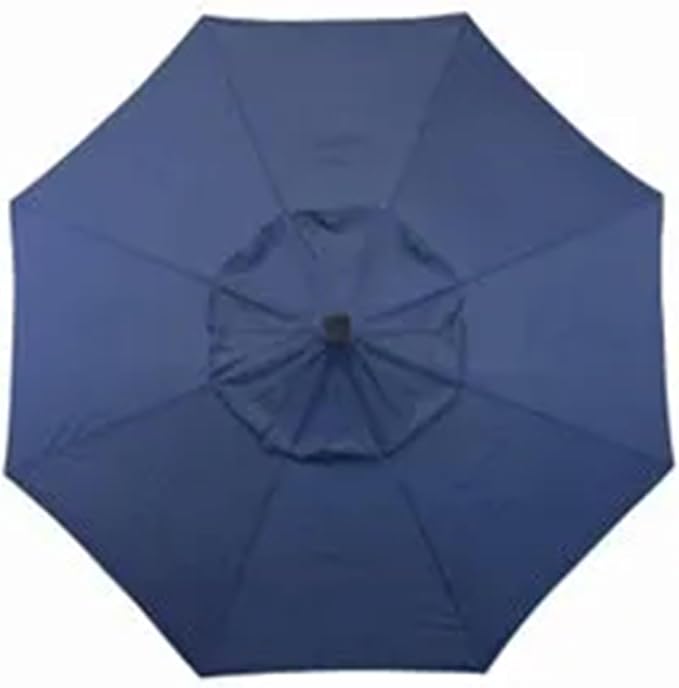 Four Seasons Courtyard 9 Foot Polyester 2 Section Steel Pole Outdoor Patio Market Umbrella with Open Tilt System and LED Lights on 8 Steel Ribs, Navy