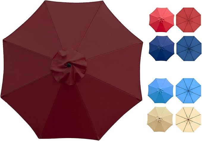 Patio Umbrella 9 ft Replacement Canopy for 8 Rib，Patio Umbrella Replacement Canopy Market Umbrella Top Fit Outdoor Umbrella Canopy（Only the top cover）