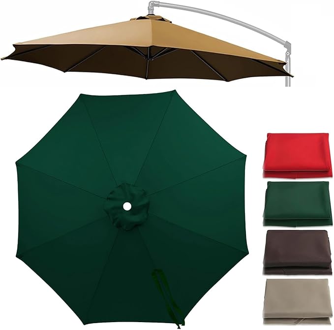 Cantilever Umbrella Replacement Canopy 7.5ft/9ft/10ft/11ft 6/8 Ribs, Fade Resistant Outdoor Offset Patio Umbrella Fabric Cover, Waterproof Shade Top for Deck