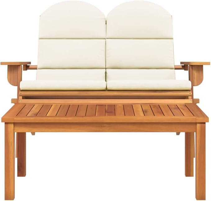 2 Piece Adirondack Patio Lounge Set Solid Wood Acacia, Outdoor Patio Sectional, Outdoor Sofa Set, Furniture Conversation Sets, Outdoor Porch Furniture for Balcony, Yard