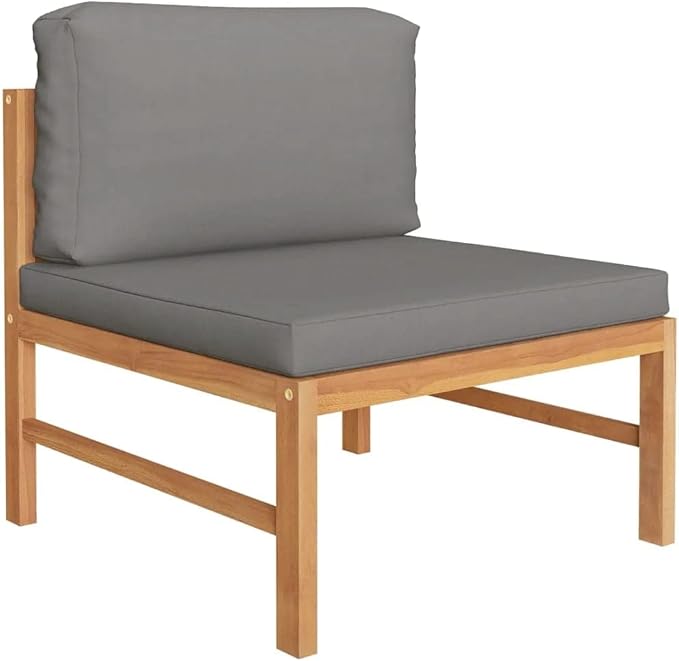 Patio Lounge Set with Gray Cushions,Patio Furniture Sets,Patio Conversation Sets,Outdoor Furniture Sets,for Garden,Backyard,Outdoor,6 Piece Solid Teak Wood