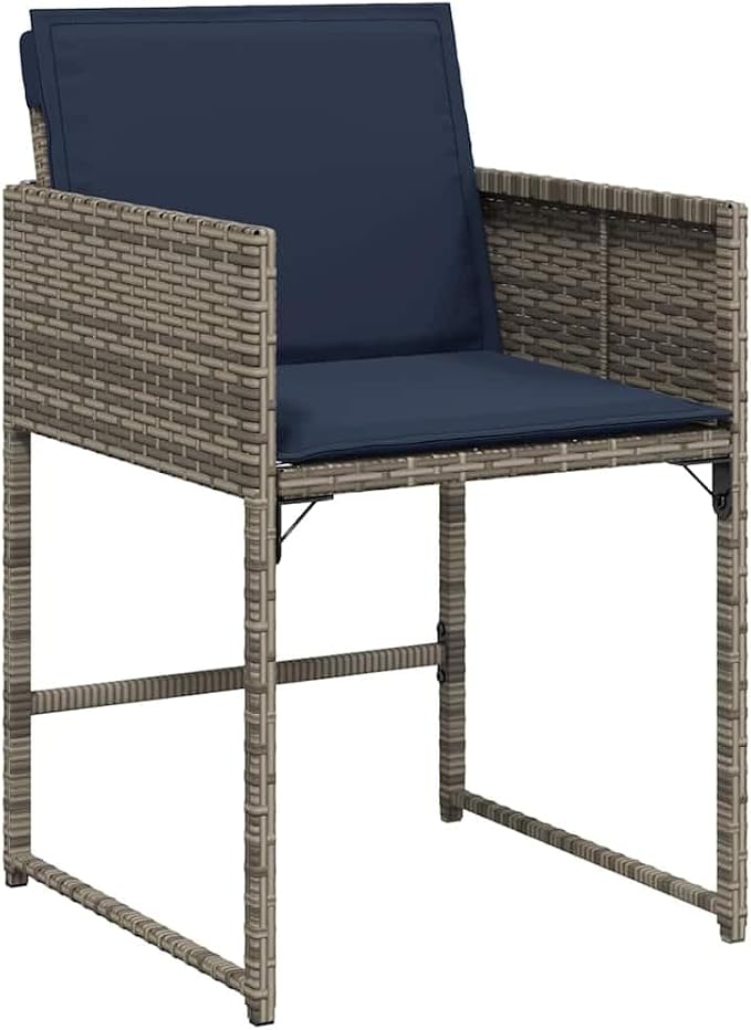 5 Piece Outdoor Garden Dining Set, Patio Furniture with Poly Rattan Chairs and Tempered Glass Table, Grey