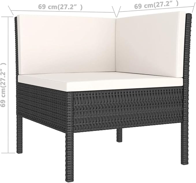 5 Piece Patio Lounge Set,Outdoor Garden Conversation Set,Patio Outdoor Set Suitable Suitable for Patio,Deck,Balcony with Cushions Poly Rattan Black