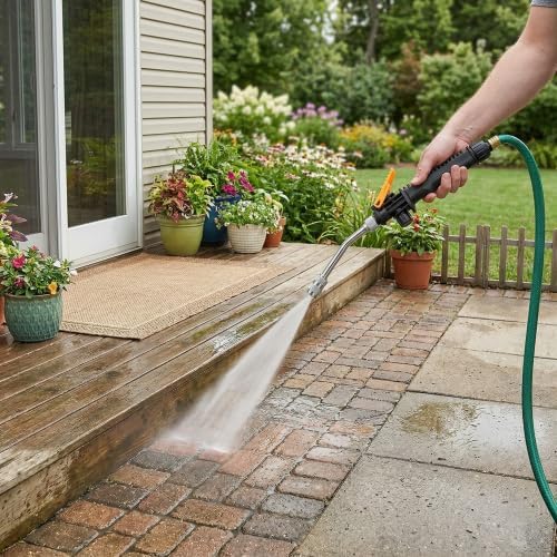 Rengue 2-in-1 High Pressure Washer, Materials, Jet and Fan Nozzles, 11.8in or 18.9in, for Home Garden 2-in-1 High Pressure Washer, ABS Alloy Copper Nan Household Appliances (30cm)