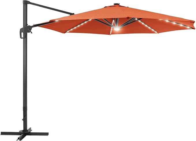 FLAME&SHADE 11 ft Cantilever Offset Patio Umbrella, Large Heavy Duty Outdoor Patio Umbrella Aluminum 360° Rotation Round Outdoor Umbrella for Deck,Pool,Backyard