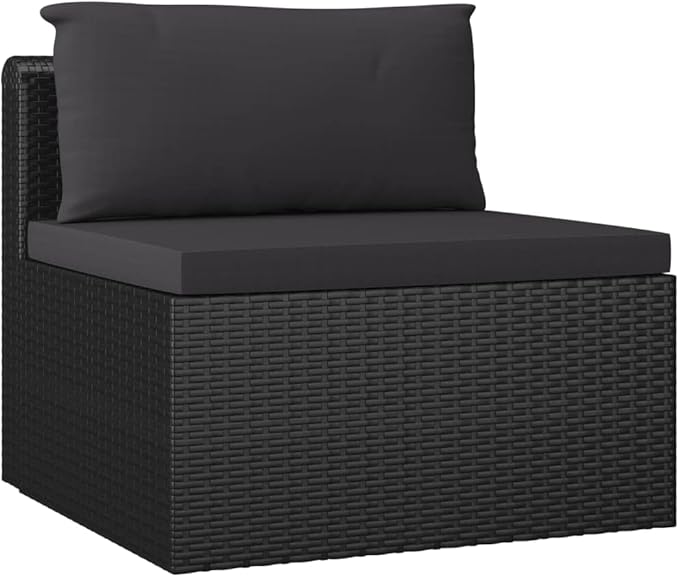 Patio Furniture Set,Outdoor Sectional Furniture Set,Outdoor Dining Set Sectional Sofa Patio Conversation Set,4 Piece Patio Sofa Set with Cushions Poly Rattan Black