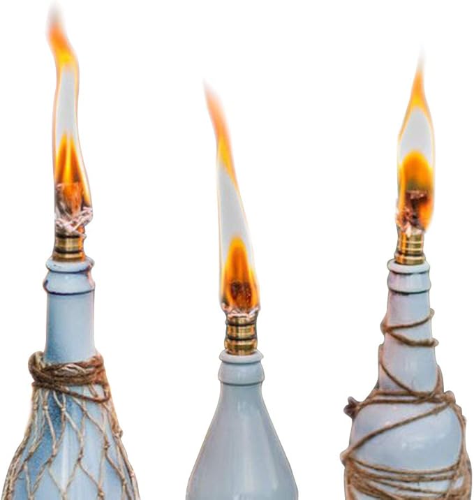 EricX Light Wine Bottle Torch Kit 4 Pack, Includes 4 Long Life Torch Wicks ,Brass Torch Wick Holders And Brass Caps - Just Add Bottle for an Outdoor Wine Bottle Torch