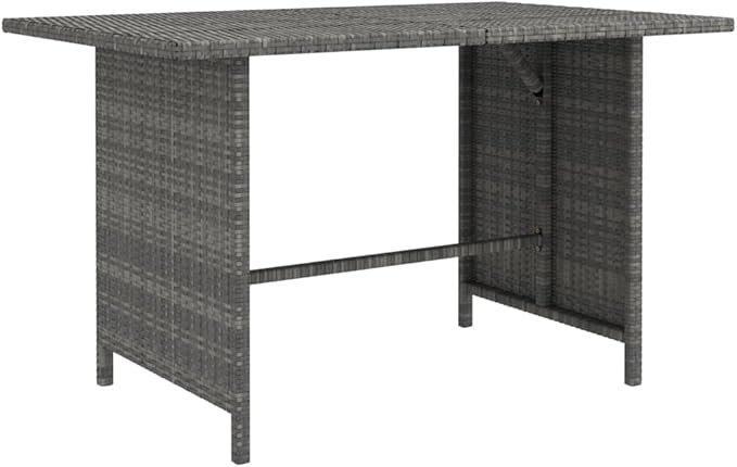 9-Piece Grey PE Rattan Patio Conversation Set, 23.6x23.6x25.6 in Modular Outdoor Sectional Sofa w/Dining Table for Balcony, Porch, Garden