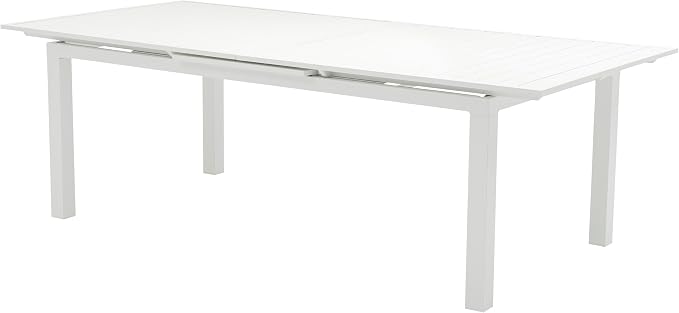 Meridian Furniture 343White-T Maldives Collection Modern | Contemporary Outdoor Patio Extendable Dining Table, White Aluminum Table, 95.5" - 119" W x 43.5" D x 30" H