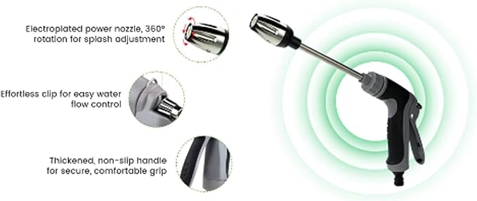 Pressure Washer, Cordless Pressure Washer, with Spray Nozzle, Turn Any Hose Into A High-Pressure Water Jet, with 360° Rotating for Three Spray Modes with Foam Pot (No Water Pipe)
