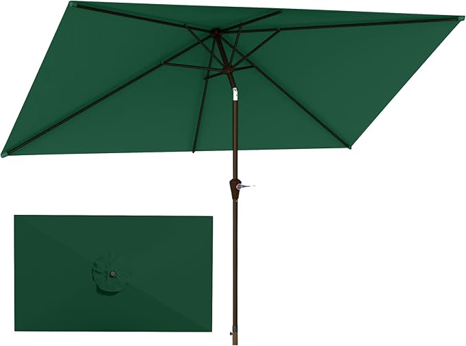 6.5'x10' Rectangular Patio Outdoor Umbrella,Large Coverage with Push-Button Tilt & UV Protection,Sturdy Ribs for Deck,Lawn,Pool,Backyard