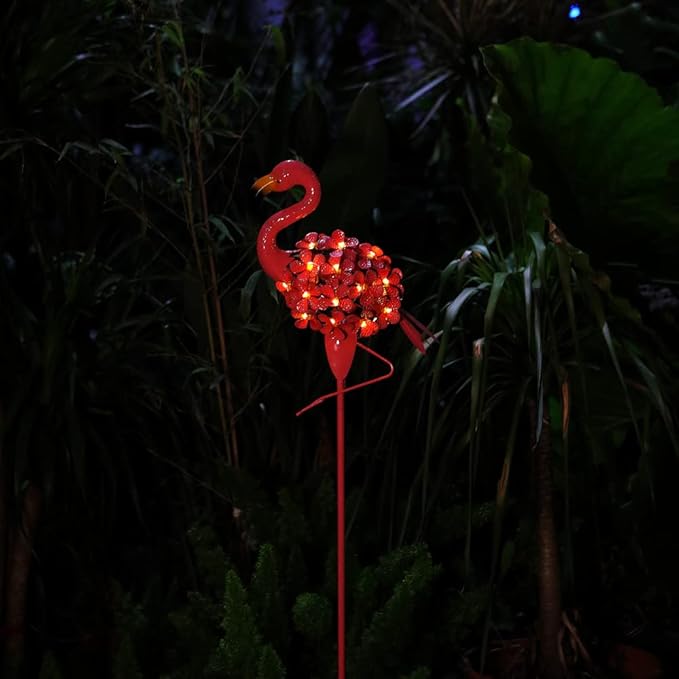 Garden Decor Solar Lights Flamingo Lawn Light, for Yard Outdoor Decorations Ground Inserted Outdoor Waterproof Garden Lamp LED,Patio, Courtyard, Gifts for Mom Grandma (Colorful Light)