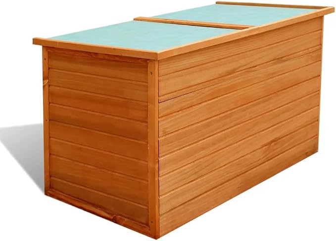 Deck Box in Acacia Wood with Waterproof Roof, Wooden Patio Storage Box for Indoor or Outdoor Cushion Storage, Garden Tools Box Container, Brown 49.6"x28.3"x28.3" Wood