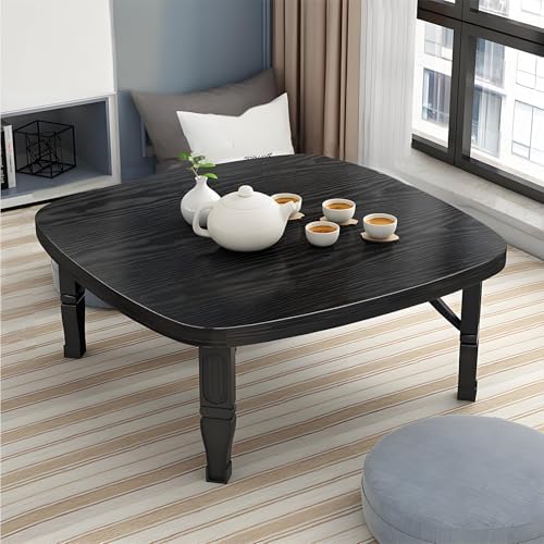 Japanese Folding Low Table - Wooden Floor Table, Space-Saving Small Desk for Bedroom & Outdoor Use, Perfect for Tea Room, 31.5" x 31.5" - Versatile & Stylish