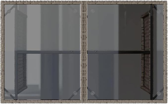 Rectangular Garden Table 43.3x26.8 in Grey | Powder Coated Steel Frame, Tempered Glass Top, Seats 4, Easy Clean