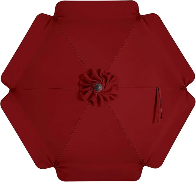 MASTERCANOPY Valance Patio Umbrella 7.5 ft Replacement Canopy for 6 Ribs-Burgundy Canopy Only