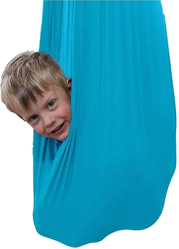 Kids Indoor Therapy Swing Adjustable Swings Sensory Snuggle Swing Ultra Soft Cuddle Hammock with Special Needs for Children Outdoor Autism ADHD (Color : Blue, Size : 100 x 280 cm)
