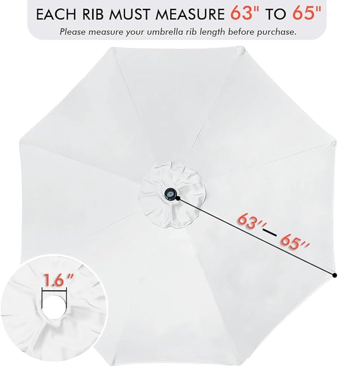 ontheway 11FT Patio Umbrella Enhanced Replacement Canopy Market Table 8 Ribs Umbrella Canopy