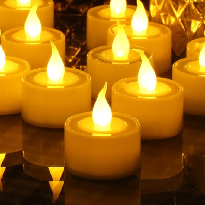 FURORA LIGHTING Ivory White LED Tealight Candles Pack of 24, Flameless Flickering Tealight Candles for Home Décor, 1.5’’(W) x 1.65’’(H), Battery Operated