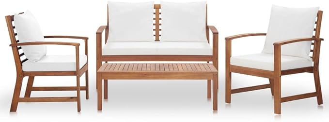 Garden Lounge Set with Cushions,Outdoor Tables and Chairs,Outdoor Furniture Sets,Patio Conversation Sets,for Garden,Deck,Backyard,4 Piece Solid Acacia Wood