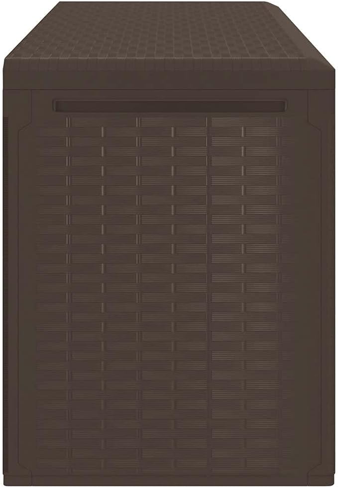 Rectangular Brown Polypropylene Storage Box, 290L Capacity, Weatherproof Deck Box for Patio Cushions, Garden Tools, Outdoor Toy Storage