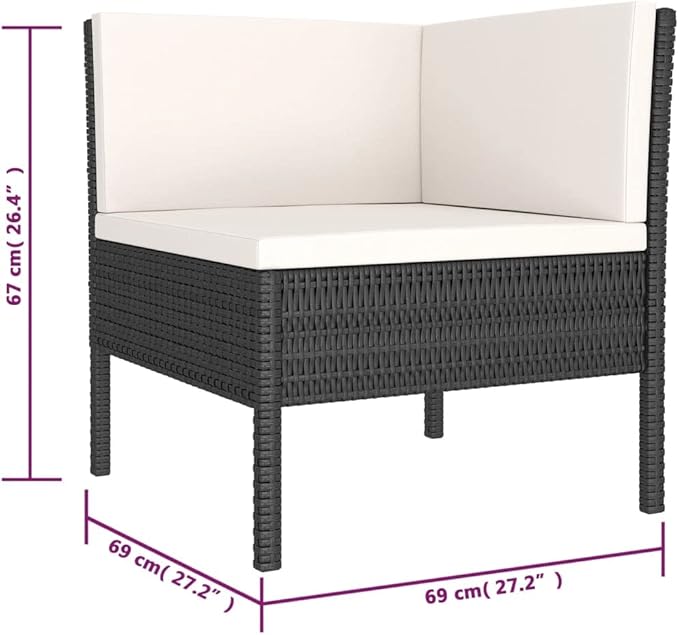 Patio Lounge Set with Cushions,Outdoor Patio Furniture,Outdoor Chat Conversation Set,Garden Furniture Sets,for Patio,Backyard,Garden,Outdoor,6 Piece Poly Rattan Black