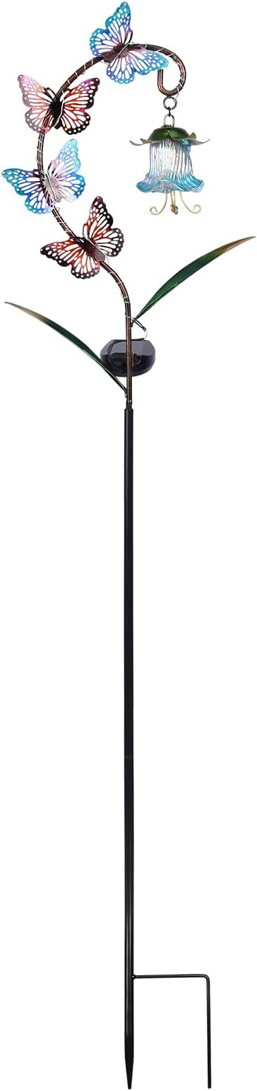 Bshine Solar Butterfly Lights Outdoor Garden Decoration, Metal Stake Waterproof Hanging Flower Solar Lights, Garden Decoration Outdoor Terrace, Yard, Path and Lawn Ornaments