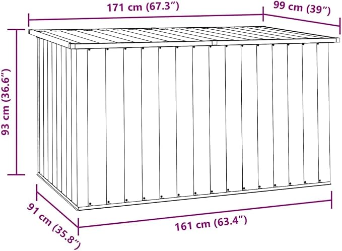 Galvanised Steel Storage Box for Cushions, Pillows, Tools with Hinged Lid, 67.32 x 38.98 x 36.61 in, Outdoor Patio Deck Garden Yard Container Chest Locker for Backyard Porch Use