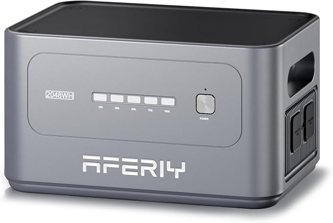 AFERIY Extra Battery 2048Wh for P280 Portable Power Station 2800W (Peak 5600W),LiFePO4 Battery Expandable to 10kWh,Solar Generator for Home Use,Power Outages,Camping,and RVs