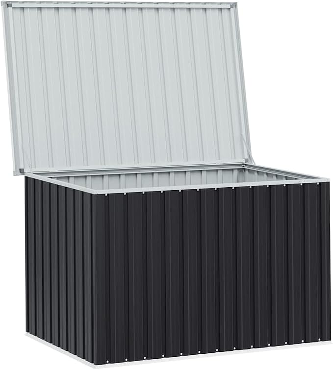 Outdoor Storage Box, Large Galvanized Steel Deck Box for Patio, Garden, and Garage, Weather-Resistant Storage Container for Cushions and Tools, Anthracite