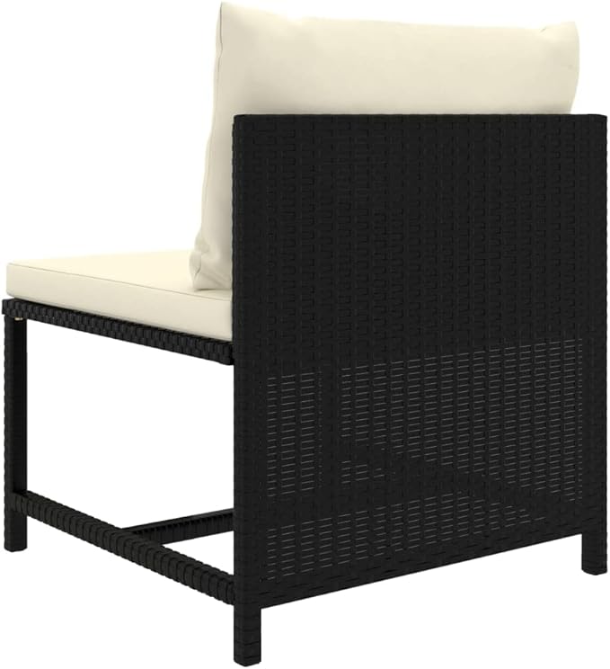 3-Piece Modular Patio Set, 23.6" PE Rattan Sofa & Footstool with Cream Cushions, Weather Frame, Easy-Clean Covers