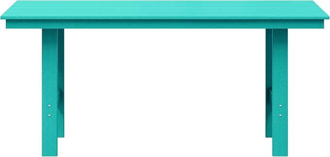 WestinTrends Ashore Outdoor Modern HDPE 66" Wide Rectangle Patio Dining Table for 6, Turquoise