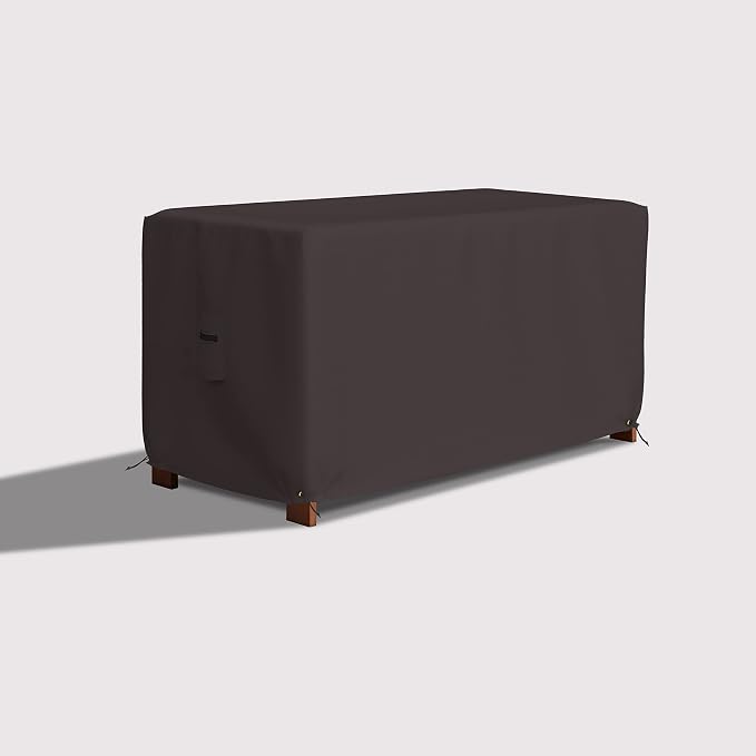 Covers & All Patio Deck Box Cover - Heavy Duty 18 Oz Waterproof Outdoor Yard Cushion Storage Box Protection 100% Weather Resistant with Air Pockets and Drawstring. (52" W X 27" D X 27" H, Coffee)